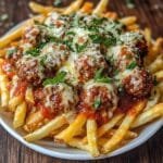 Frites au Fromage et Boulettes de Viande à l'Italienne