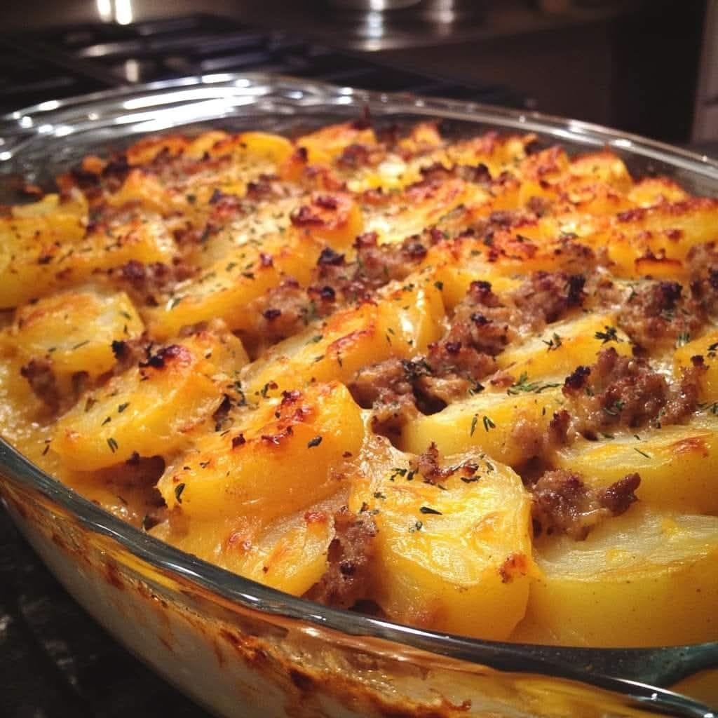 gratin de pommes de terre au hamburger et fromage