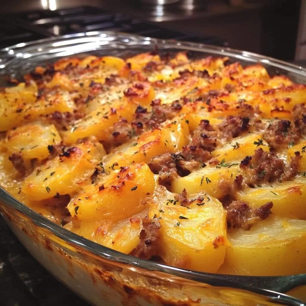 gratin de pommes de terre au hamburger et fromage